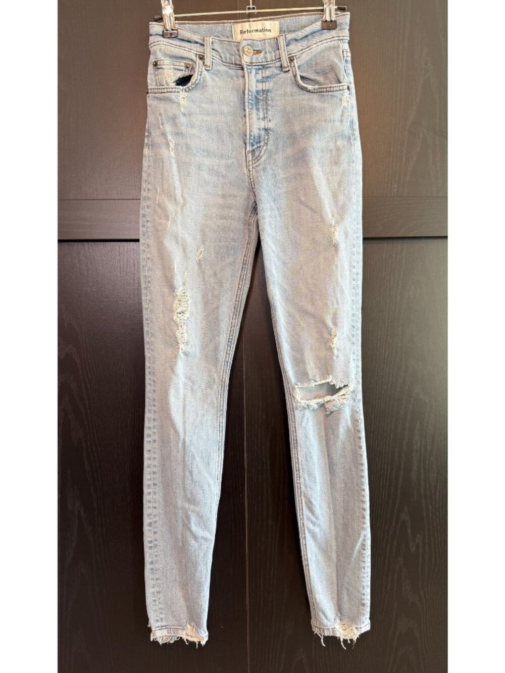 Reformation Women's High And Skinny Maui Blue Color Denim Jeans Size 24 Stretch